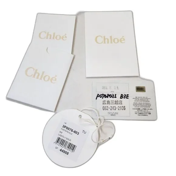 CHLOE Paddington Leather Wallet Purse Metallic Gold w/ Box & Card